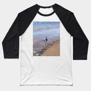 Grey crow walking in sea water near seacoast Baseball T-Shirt